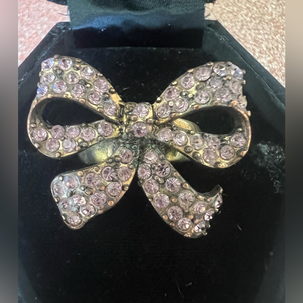 Betsey Johnson Rhinestone Bow Ring